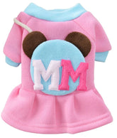 KUTKUT Letter Print Mini Cartoon Fashion Frock for Puppy & Small Dog | Fleece Dress for Small Dogs | Cute Princess Spring, Autumn and Winter Dog Apparel For Shih Tzu, Yorkie, Pug, Maltese (Pi